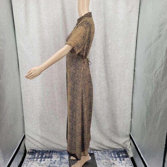 Robbie Bee Vintage Silk Leopard Print Long Sheer Shirt Dress - Picture 6 of 12